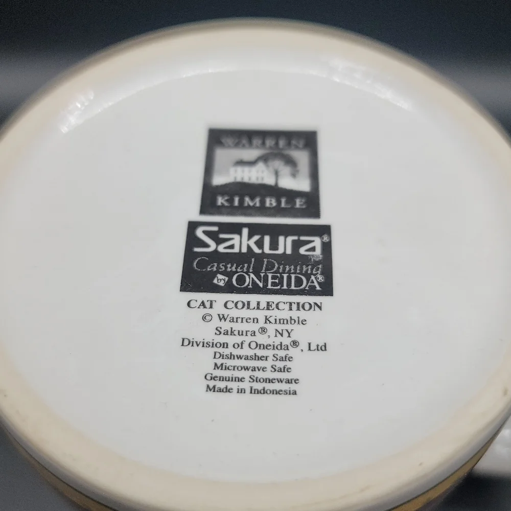 Vintage Warren Kimble Striped Cat Stoneware Mug CLEAN - Picture 6 of 9